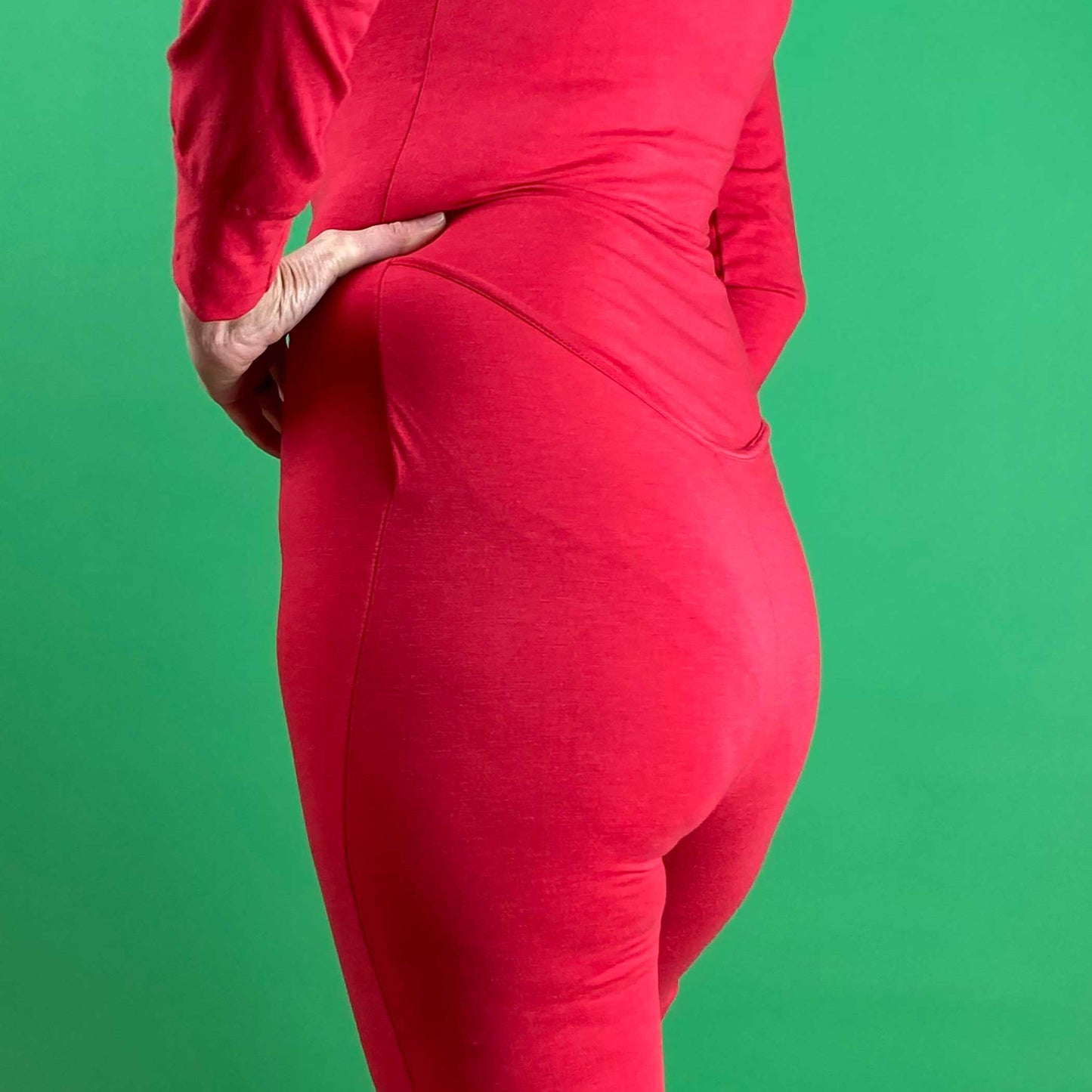 SAMPLE MoonEaze™ Red Bamboo Organic Cotton Knit Long Sleeve Women's Union Suit-One Piece Thermals-X-Small-Scoop-Thrum State