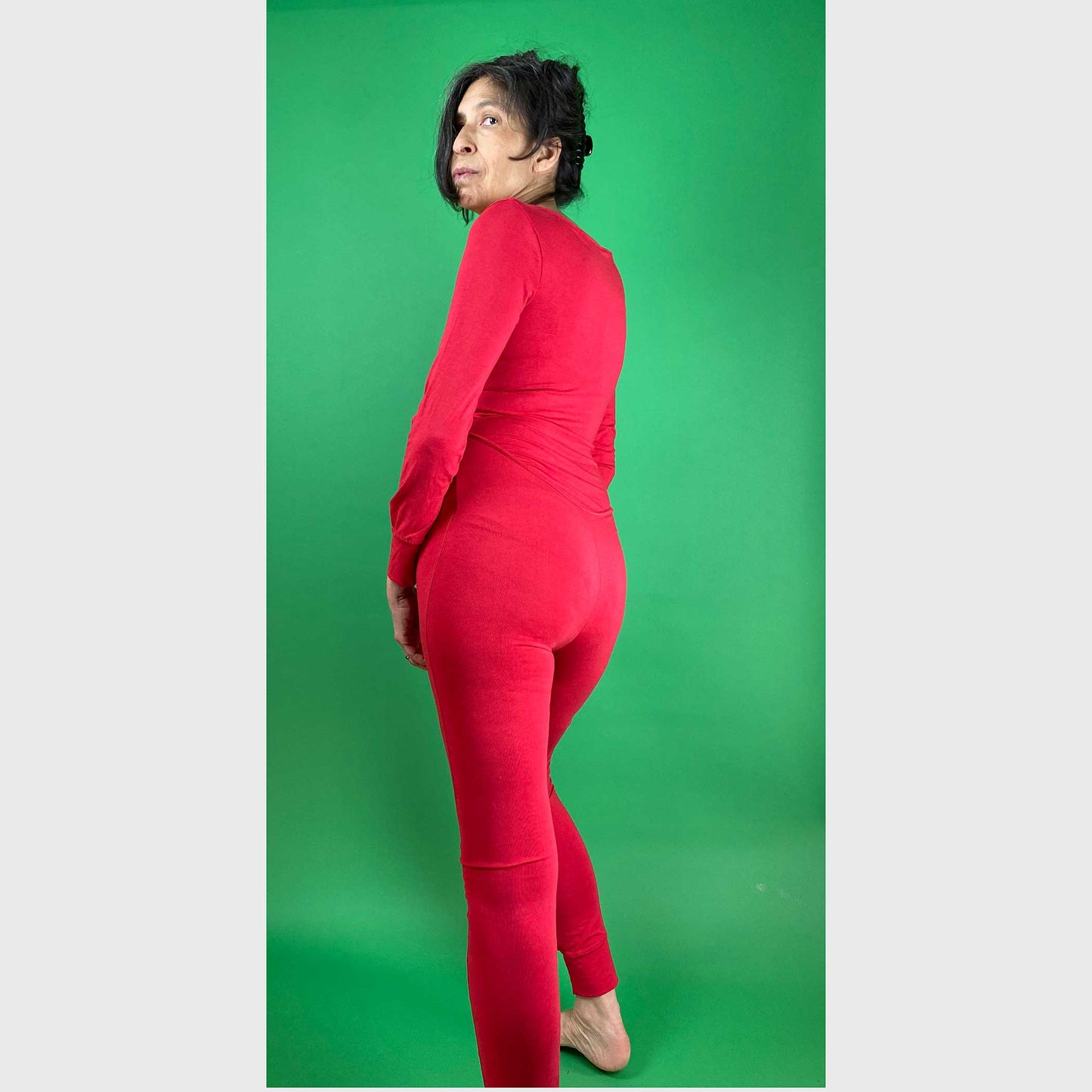 SAMPLE MoonEaze™ Red Bamboo Organic Cotton Knit Long Sleeve Women's Union Suit-One Piece Thermals-X-Small-Scoop-Thrum State