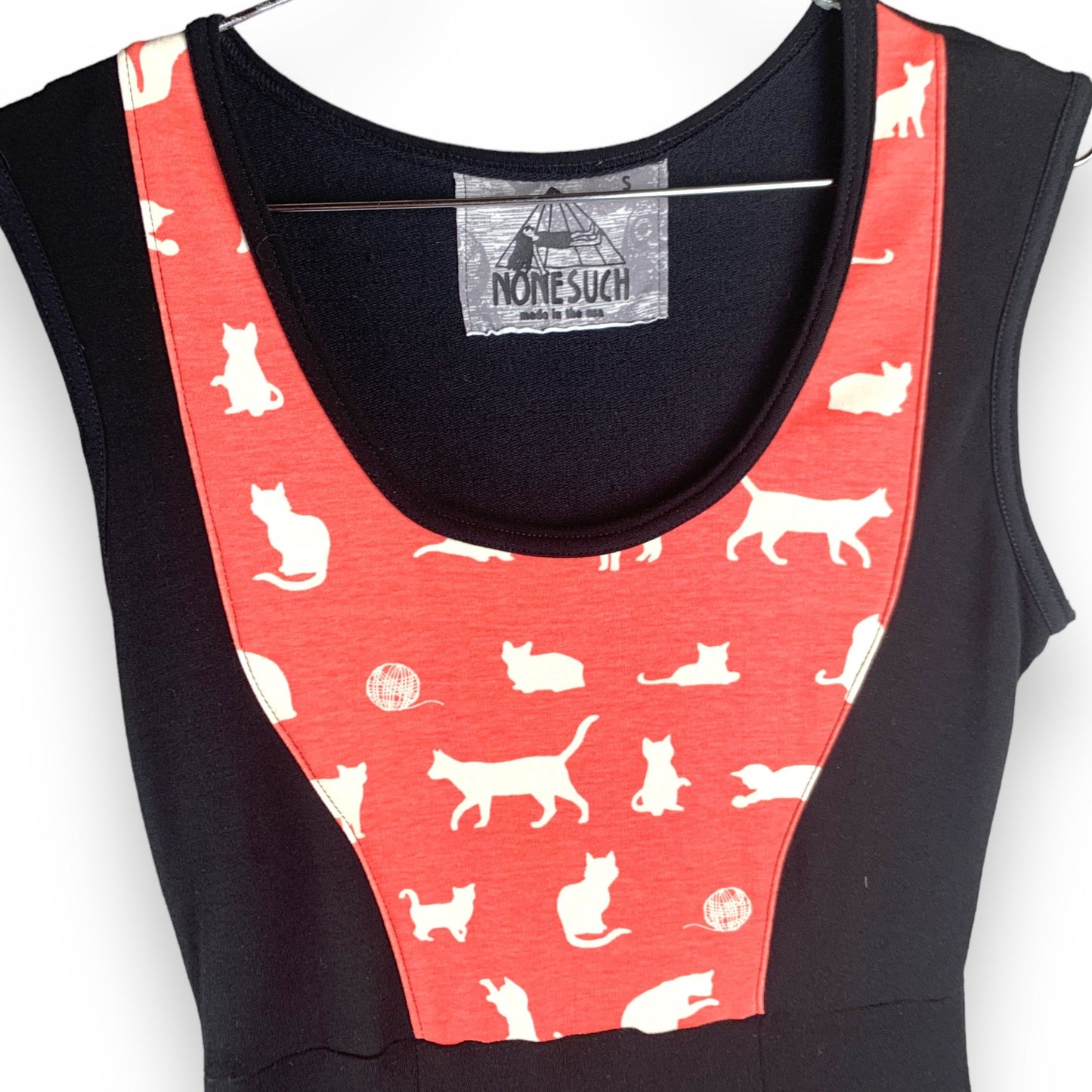 SAMPLE Peach Organic Cotton Cat Bib Sheath Dress-Dresses-S/M-Thrum State