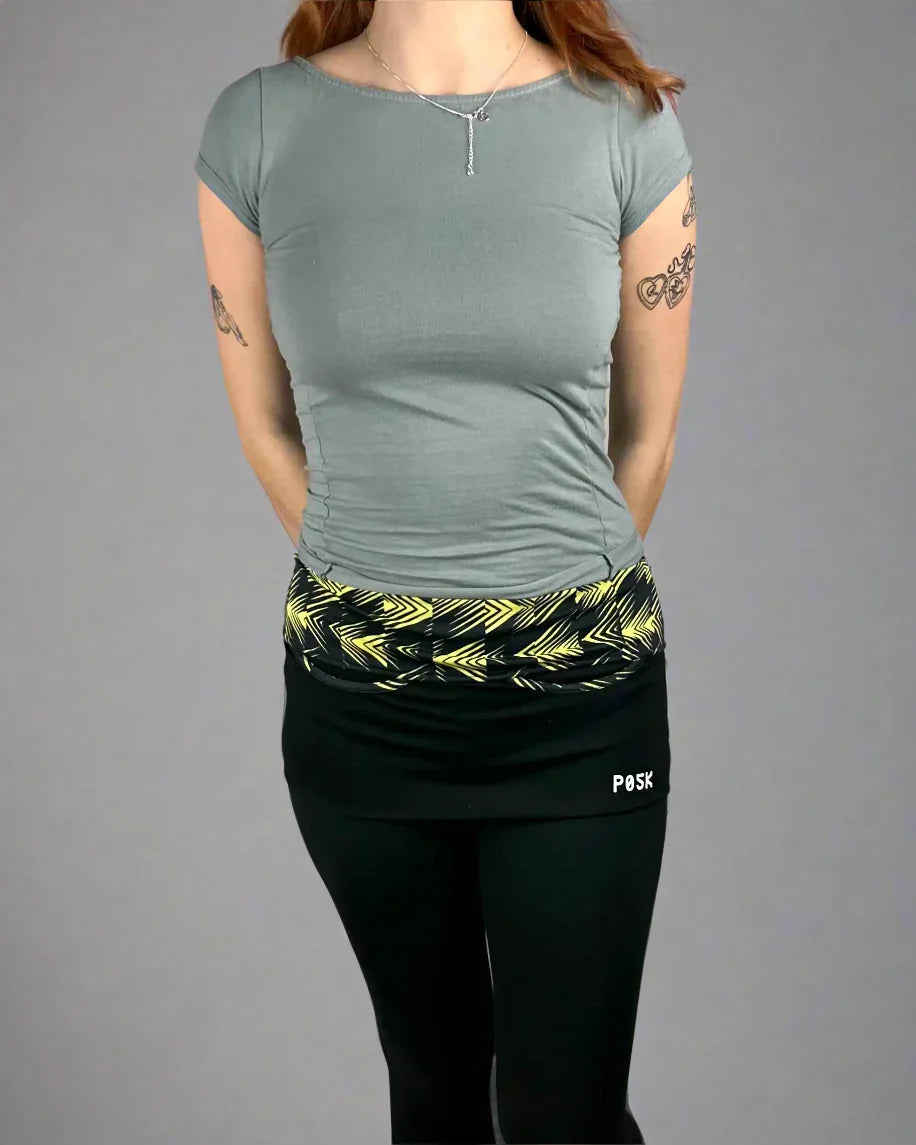 P05K™ | Yellow Zig Zag Utility Belt Skirt-Waist Pockets-Thrum State
