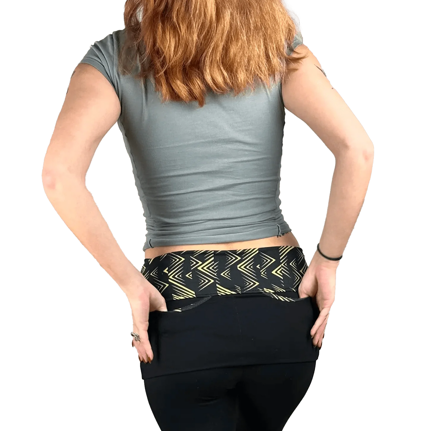 P05K™ | Yellow Zig Zag Utility Belt Skirt-Waist Pockets-Thrum State