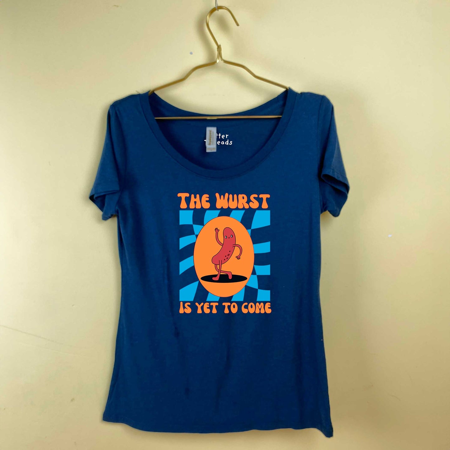 The Wurst Is Yet To Come Women's Scoop Neck Tee-T-Shirts-S-Pacific Blue-Thrum State