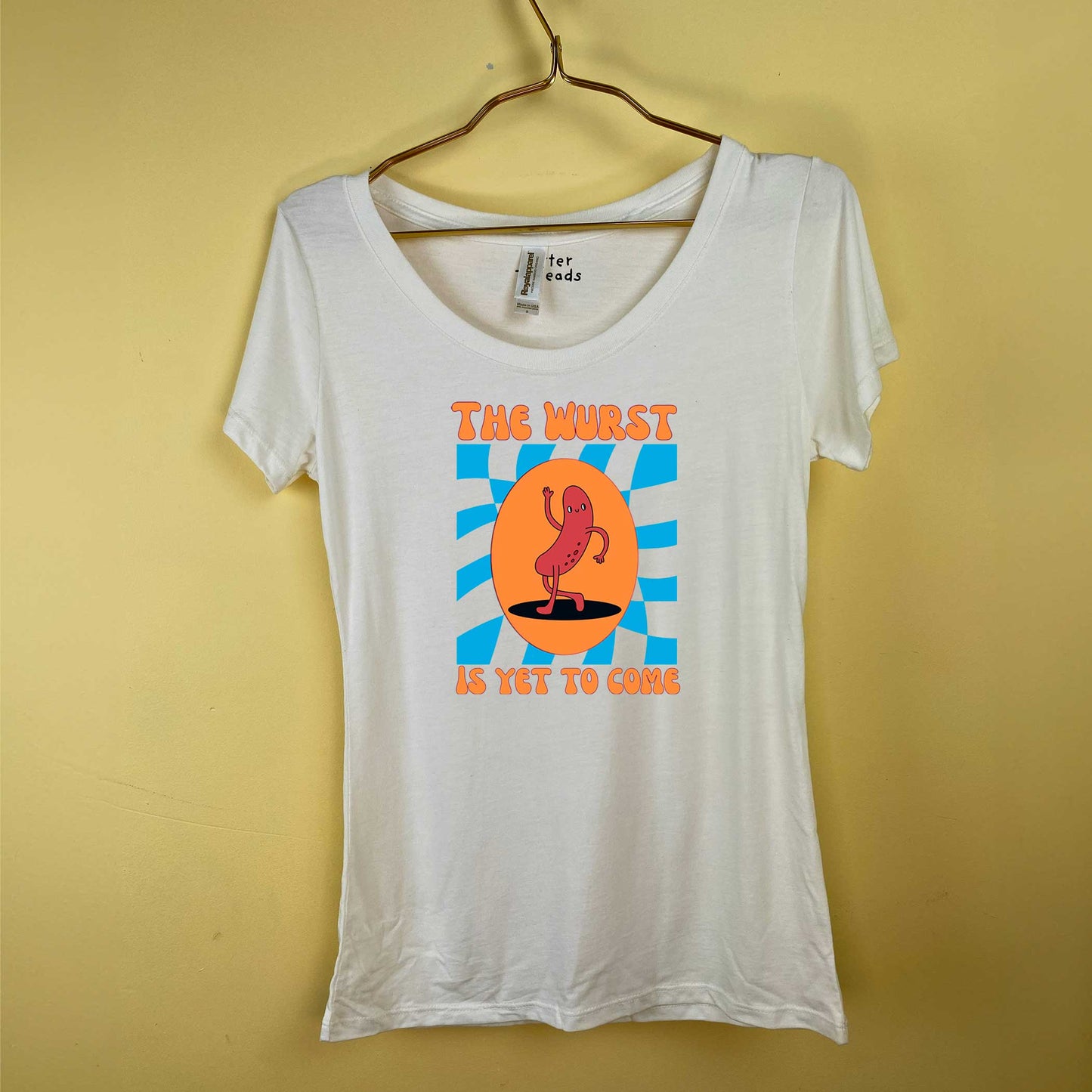The Wurst Is Yet To Come Women's Scoop Neck Tee-T-Shirts-S-Natural White-Thrum State
