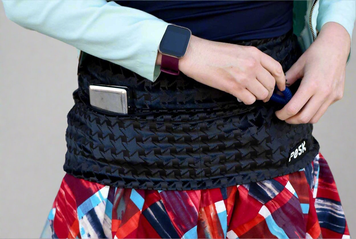 P05K™ | Flocked Houndstooth Utility Belt Skirt-Waist Pockets-Thrum State