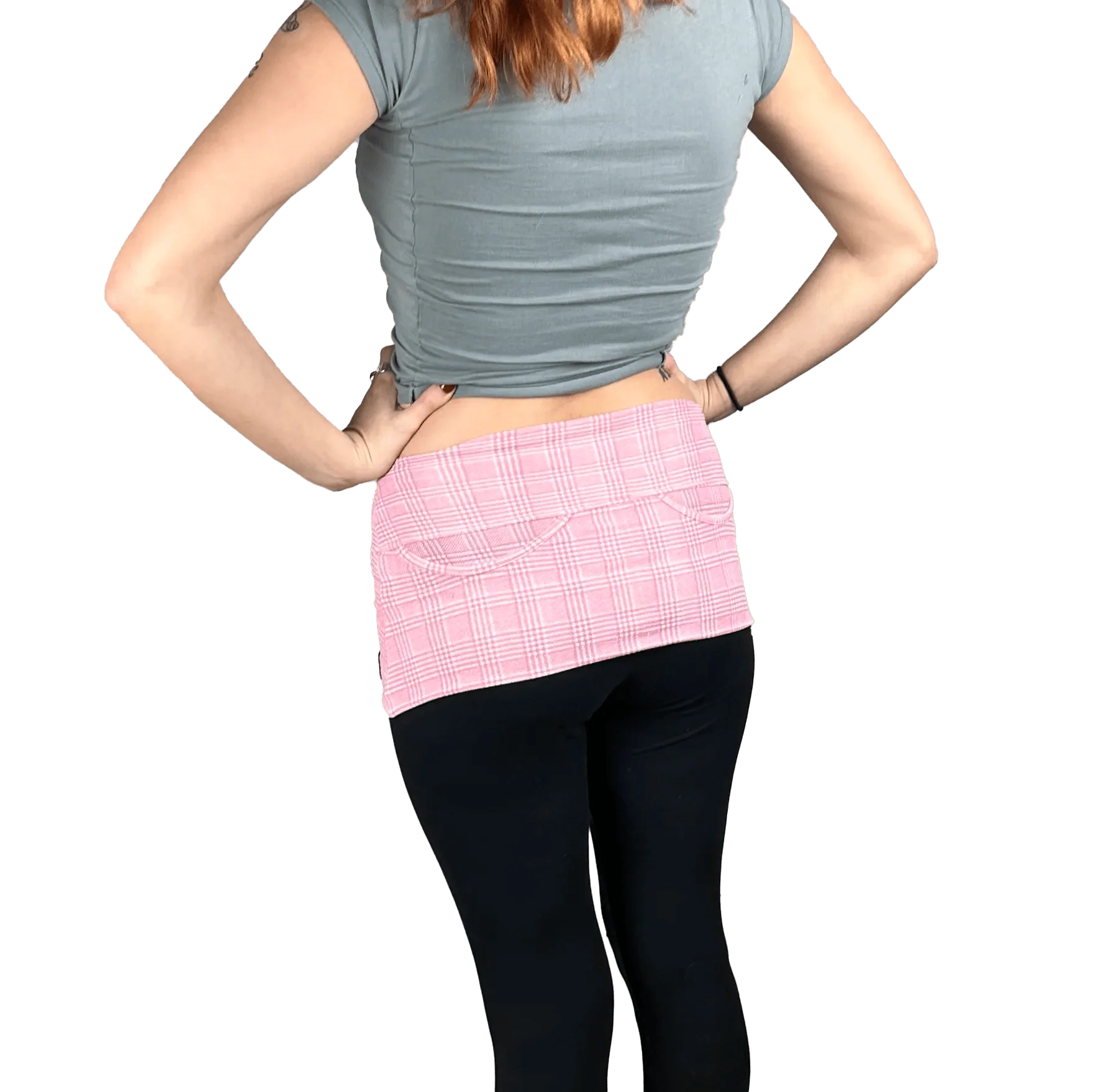 P05K™ | Pink Glen Plaid Scuba Crepe Waist Pockets Skirt-Waist Pockets-Thrum State